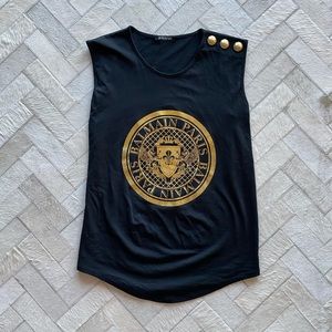 BALMAIN Button Printed Cotton-Jersey Tank